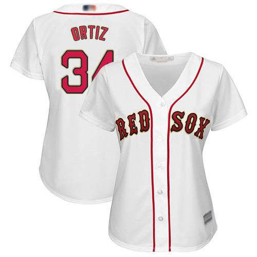 Red Sox #34 David Ortiz White 2019 Gold Program Cool Base Women's Stitched MLB Jersey Red Sox #34 David Ortiz White 2019 Gold Program Cool Base Women's Stitched MLB Jersey