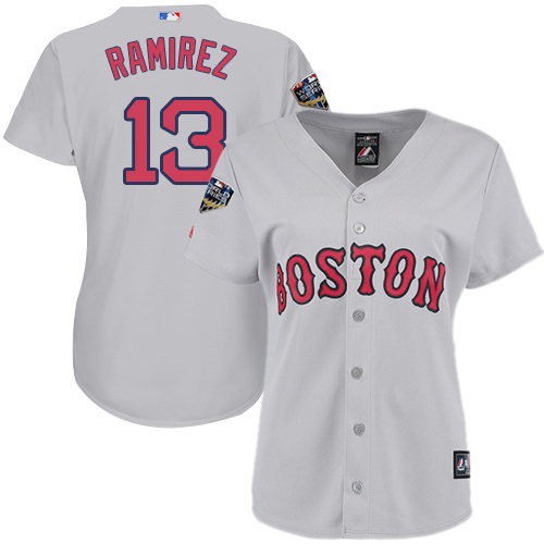 Red Sox #13 Hanley Ramirez Grey Road 2018 World Series Women's Stitched MLB Jersey Red Sox #13 Hanley Ramirez Grey Road 2018 World Series Women's Stitched MLB Jersey
