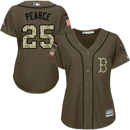 Red Sox #25 Steve Pearce Green Salute to Service 2018 World Series Champions Women's Stitched MLB Jersey Red Sox #25 Steve Pearce Green Salute to Service 2018 World Series Champions Women's Stitched MLB Jersey