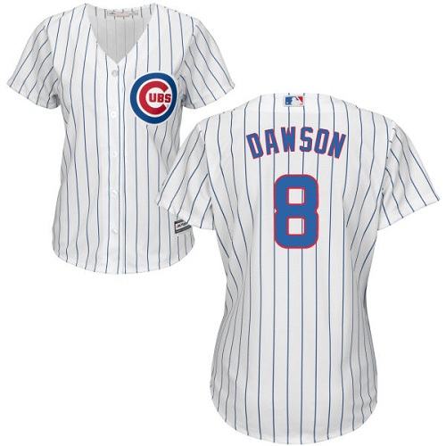 Cubs #8 Andre Dawson White(Blue Strip) Home Women's Stitched MLB Jersey Cubs #8 Andre Dawson White(Blue Strip) Home Women's Stitched MLB Jersey