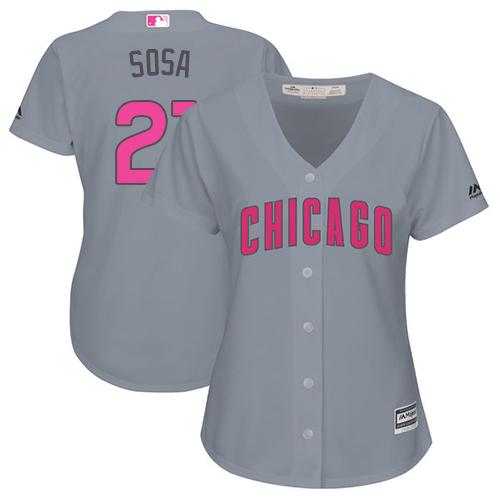 Cubs #21 Sammy Sosa Grey Mother's Day Cool Base Women's Stitched MLB Jersey Cubs #21 Sammy Sosa Grey Mother's Day Cool Base Women's Stitched MLB Jersey