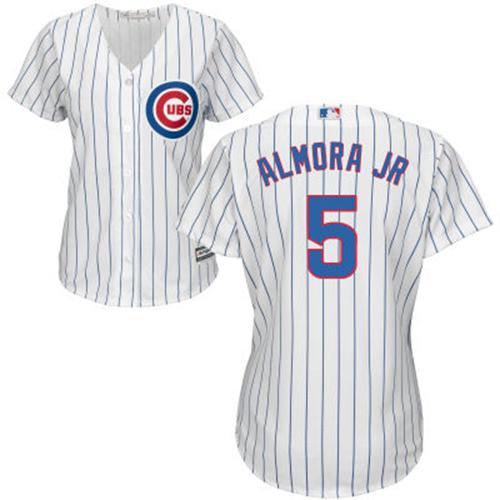 Cubs #5 Albert Almora Jr. White(Blue Strip) Home Women's Stitched MLB Jersey Cubs #5 Albert Almora Jr. White(Blue Strip) Home Women's Stitched MLB Jersey