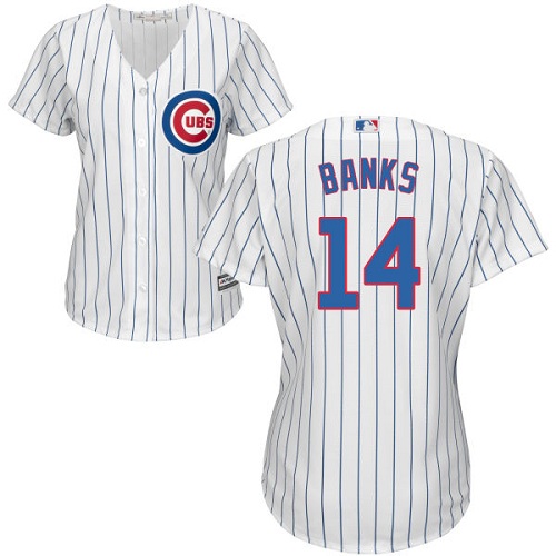 Cubs #14 Ernie Banks White(Blue Strip) Home Women's Stitched MLB Jersey Cubs #14 Ernie Banks White(Blue Strip) Home Women's Stitched MLB Jersey