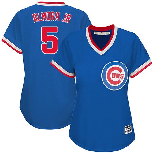 Cubs #5 Albert Almora Jr. Blue Cooperstown Women's Stitched MLB Jersey Cubs #5 Albert Almora Jr. Blue Cooperstown Women's Stitched MLB Jersey