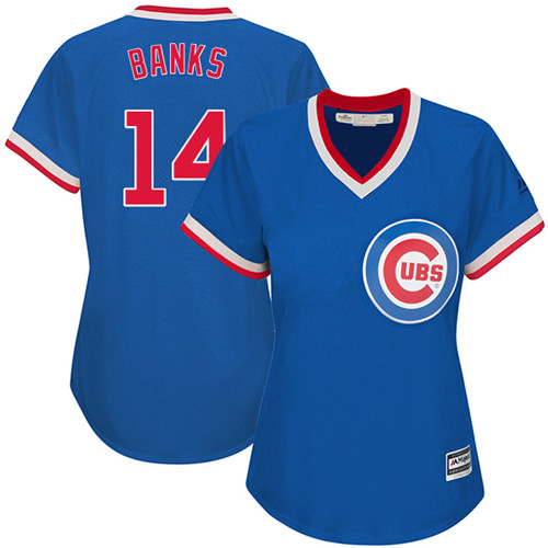 Cubs #14 Ernie Banks Blue Cooperstown Women's Stitched MLB Jersey Cubs #14 Ernie Banks Blue Cooperstown Women's Stitched MLB Jersey