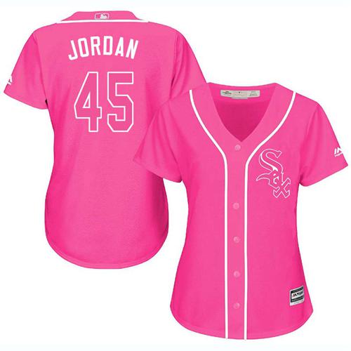 White Sox #45 Michael Jordan Pink Fashion Women's Stitched MLB Jersey White Sox #45 Michael Jordan Pink Fashion Women's Stitched MLB Jersey