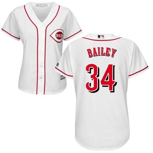 Reds #34 Homer Bailey White Home Women's Stitched MLB Jersey Reds #34 Homer Bailey White Home Women's Stitched MLB Jersey