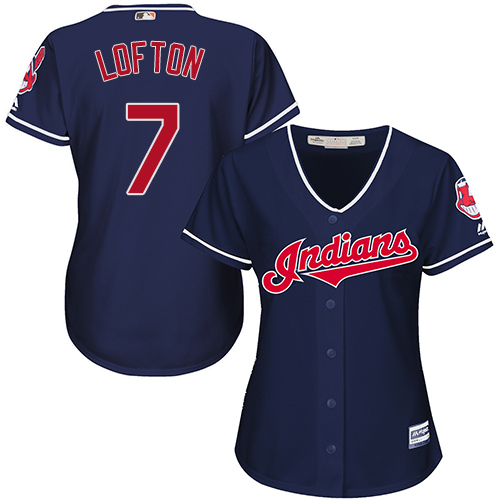 Indians #7 Kenny Lofton Navy Blue Alternate Women's Stitched MLB Jersey Indians #7 Kenny Lofton Navy Blue Alternate Women's Stitched MLB Jersey