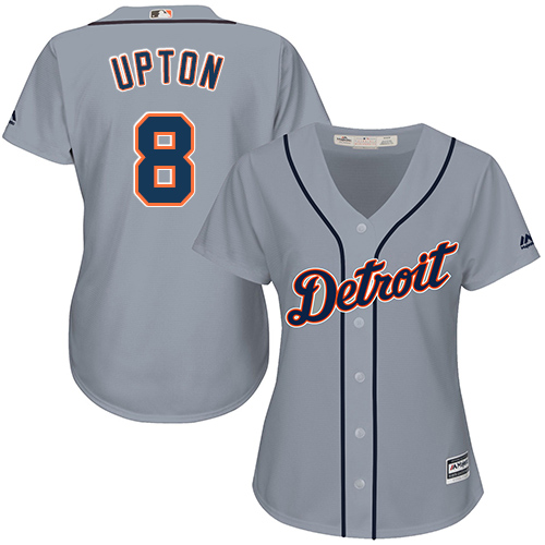Tigers #8 Justin Upton Grey Road Women's Stitched MLB Jersey Tigers #8 Justin Upton Grey Road Women's Stitched MLB Jersey