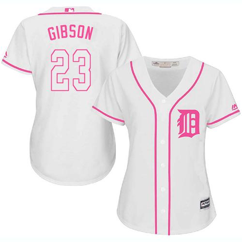 Tigers #23 Kirk Gibson White/Pink Fashion Women's Stitched MLB Jersey Tigers #23 Kirk Gibson White/Pink Fashion Women's Stitched MLB Jersey