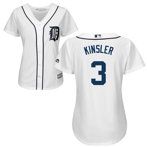 Tigers #3 Ian Kinsler White Home Women's Stitched MLB Jersey Tigers #3 Ian Kinsler White Home Women's Stitched MLB Jersey