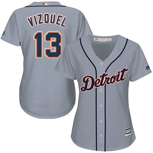 Tigers #13 Omar Vizquel Grey Road Women's Stitched MLB Jersey Tigers #13 Omar Vizquel Grey Road Women's Stitched MLB Jersey