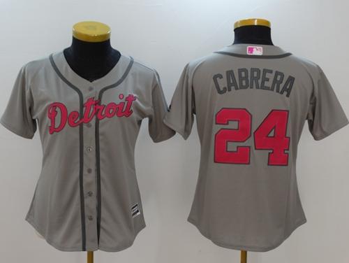 Tigers #24 Miguel Cabrera Grey Mother's Day Cool Base Women's Stitched MLB Jersey Tigers #24 Miguel Cabrera Grey Mother's Day Cool Base Women's Stitched MLB Jersey