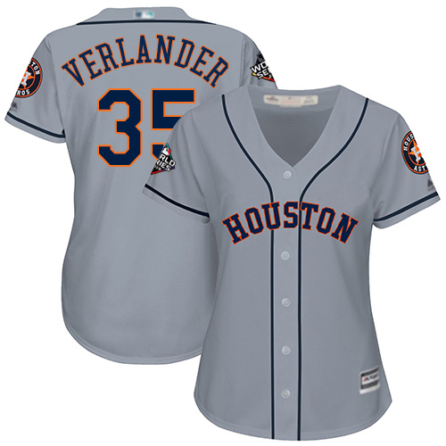 Astros #35 Justin Verlander Grey Road 2019 World Series Bound Women's Stitched MLB Jersey Astros #35 Justin Verlander Grey Road 2019 World Series Bound Women's Stitched MLB Jersey