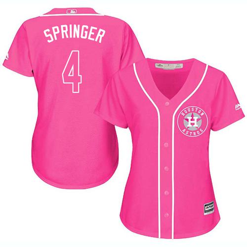 Astros #4 George Springer Pink Fashion Women's Stitched MLB Jersey Astros #4 George Springer Pink Fashion Women's Stitched MLB Jersey