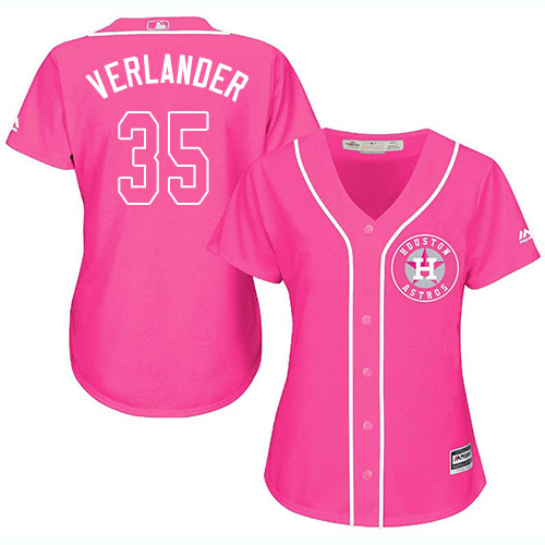 Astros #35 Justin Verlander Pink Fashion Women's Stitched MLB Jersey Astros #35 Justin Verlander Pink Fashion Women's Stitched MLB Jersey
