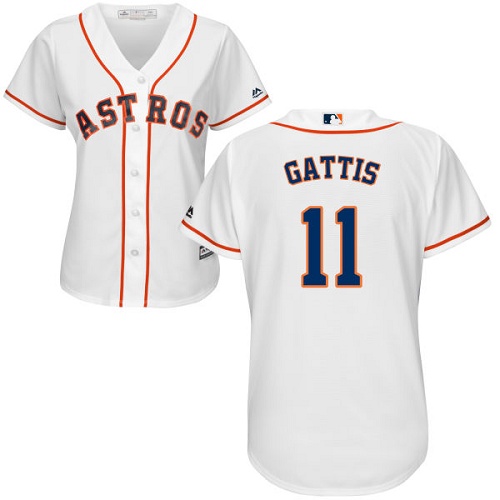 Astros #11 Evan Gattis White Home Women's Stitched MLB Jersey Astros #11 Evan Gattis White Home Women's Stitched MLB Jersey
