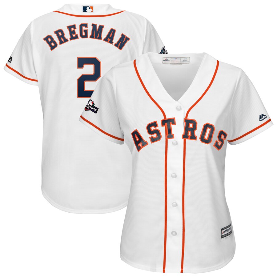 Houston Astros #2 Alex Bregman Majestic Women's 2019 Postseason Official Cool Base Player Jersey White Houston Astros #2 Alex Bregman Majestic Women's 2019 Postseason Official Cool Base Player Jersey White