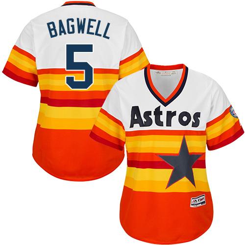 Astros #5 Jeff Bagwell White/Orange Alternate Cooperstown Women's Stitched MLB Jersey Astros #5 Jeff Bagwell White/Orange Alternate Cooperstown Women's Stitched MLB Jersey