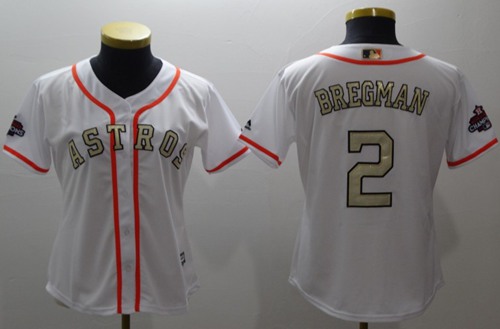 Astros #2 Alex Bregman White 2017 World Series Champions Gold Program Cool Base Women's Stitched MLB Jersey Astros #2 Alex Bregman White 2017 World Series Champions Gold Program Cool Base Women's Stitched MLB Jersey