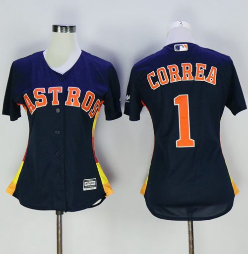 Astros #1 Carlos Correa Navy Blue Alternate Women's Stitched MLB Jersey Astros #1 Carlos Correa Navy Blue Alternate Women's Stitched MLB Jersey