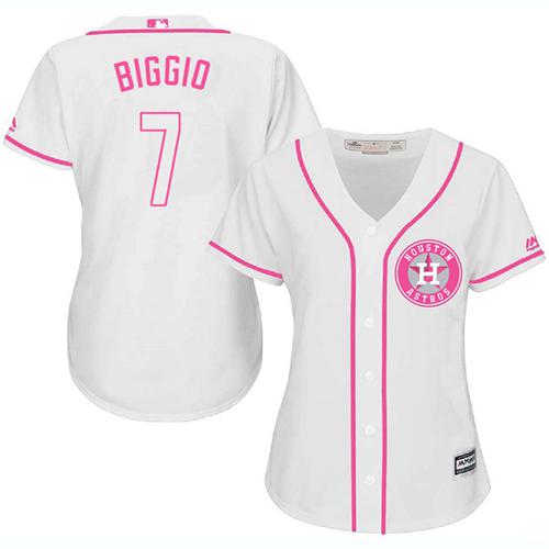 Astros #7 Craig Biggio White/Pink Fashion Women's Stitched MLB Jersey Astros #7 Craig Biggio White/Pink Fashion Women's Stitched MLB Jersey