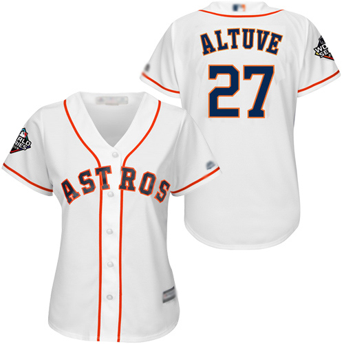 Astros #27 Jose Altuve White Home 2019 World Series Bound Women's Stitched MLB Jersey Astros #27 Jose Altuve White Home 2019 World Series Bound Women's Stitched MLB Jersey