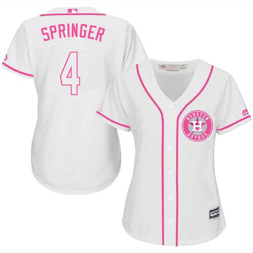 Astros #4 George Springer White/Pink Fashion Women's Stitched MLB Jersey Astros #4 George Springer White/Pink Fashion Women's Stitched MLB Jersey