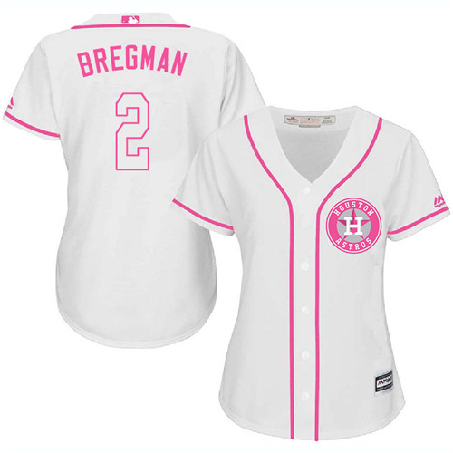 Astros #2 Alex Bregman White/Pink Fashion Women's Stitched MLB Jersey Astros #2 Alex Bregman White/Pink Fashion Women's Stitched MLB Jersey
