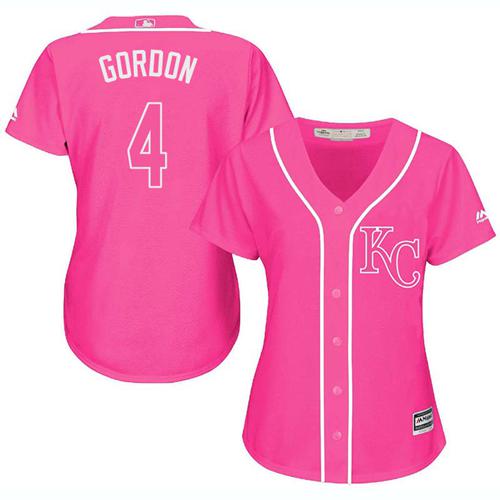 Royals #4 Alex Gordon Pink Fashion Women's Stitched MLB Jersey Royals #4 Alex Gordon Pink Fashion Women's Stitched MLB Jersey
