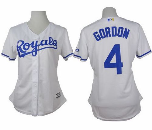 Royals #4 Alex Gordon White Home Women's Stitched MLB Jersey Royals #4 Alex Gordon White Home Women's Stitched MLB Jersey