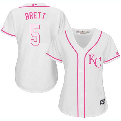Royals #5 George Brett White/Pink Fashion Women's Stitched MLB Jersey Royals #5 George Brett White/Pink Fashion Women's Stitched MLB Jersey
