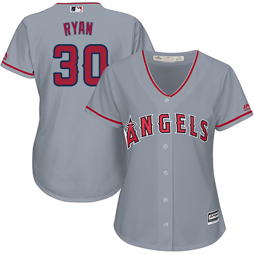 Angels #30 Nolan Ryan Grey Road Women's Stitched MLB Jersey Angels #30 Nolan Ryan Grey Road Women's Stitched MLB Jersey