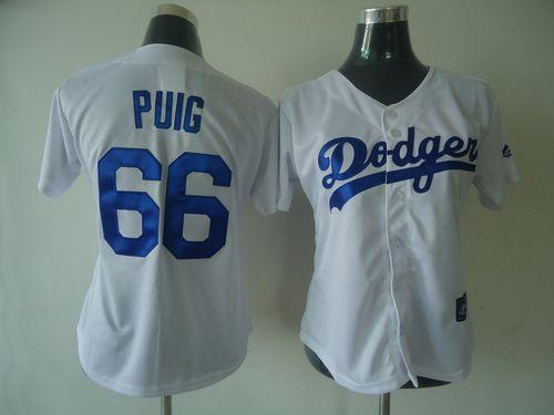 Dodgers #66 Yasiel Puig White Women's Fashion Stitched MLB Jersey Dodgers #66 Yasiel Puig White Women's Fashion Stitched MLB Jersey