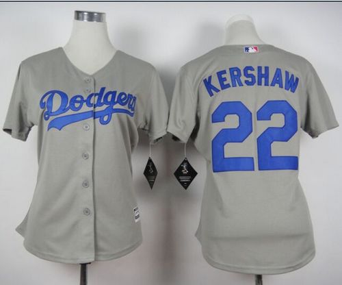 Dodgers #22 Clayton Kershaw Grey Alternate Road Women's Stitched MLB Jersey Dodgers #22 Clayton Kershaw Grey Alternate Road Women's Stitched MLB Jersey