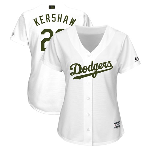 Dodgers #22 Clayton Kershaw White 2018 Memorial Day Cool Base Women's Stitched MLB Jersey Dodgers #22 Clayton Kershaw White 2018 Memorial Day Cool Base Women's Stitched MLB Jersey