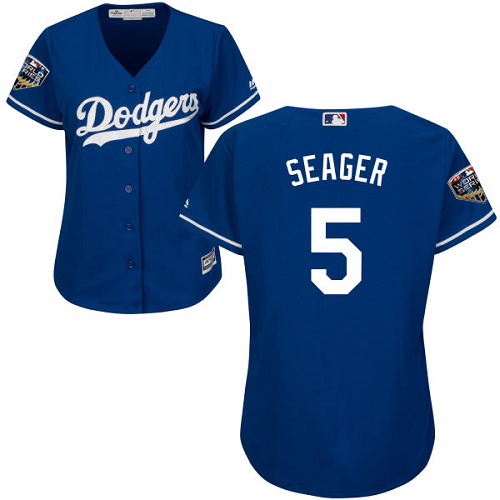 Dodgers #5 Corey Seager Blue Alternate 2018 World Series Women's Stitched MLB Jersey Dodgers #5 Corey Seager Blue Alternate 2018 World Series Women's Stitched MLB Jersey