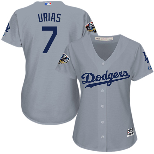 Dodgers #7 Julio Urias Grey Alternate Road 2018 World Series Women's Stitched MLB Jersey Dodgers #7 Julio Urias Grey Alternate Road 2018 World Series Women's Stitched MLB Jersey