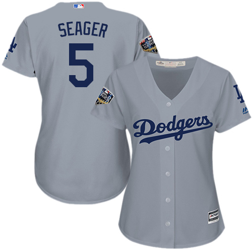 Dodgers #5 Corey Seager Grey Alternate Road 2018 World Series Women's Stitched MLB Jersey Dodgers #5 Corey Seager Grey Alternate Road 2018 World Series Women's Stitched MLB Jersey