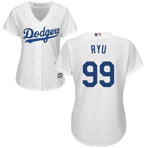 Dodgers #99 Hyun-Jin Ryu White Home Women's Stitched MLB Jersey Dodgers #99 Hyun-Jin Ryu White Home Women's Stitched MLB Jersey