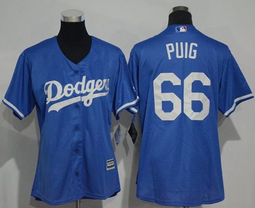 Dodgers #66 Yasiel Puig Blue Alternate Women's Stitched MLB Jersey Dodgers #66 Yasiel Puig Blue Alternate Women's Stitched MLB Jersey