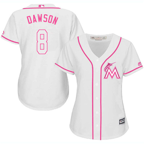 Marlins #8 Andre Dawson White/Pink Fashion Women's Stitched MLB Jersey Marlins #8 Andre Dawson White/Pink Fashion Women's Stitched MLB Jersey