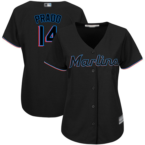 Marlins #14 Martin Prado Black Alternate Women's Stitched MLB Jersey Marlins #14 Martin Prado Black Alternate Women's Stitched MLB Jersey