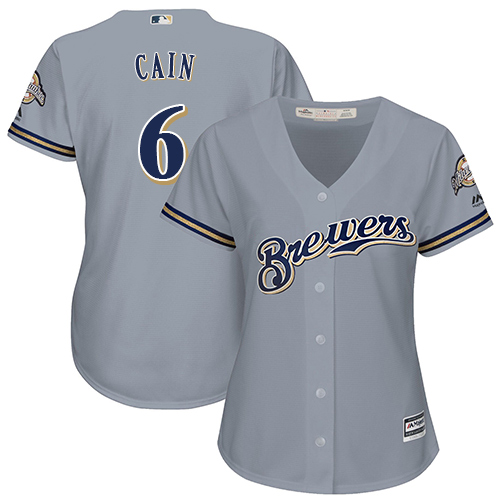 Brewers #6 Lorenzo Cain Grey Road Women's Stitched MLB Jersey Brewers #6 Lorenzo Cain Grey Road Women's Stitched MLB Jersey