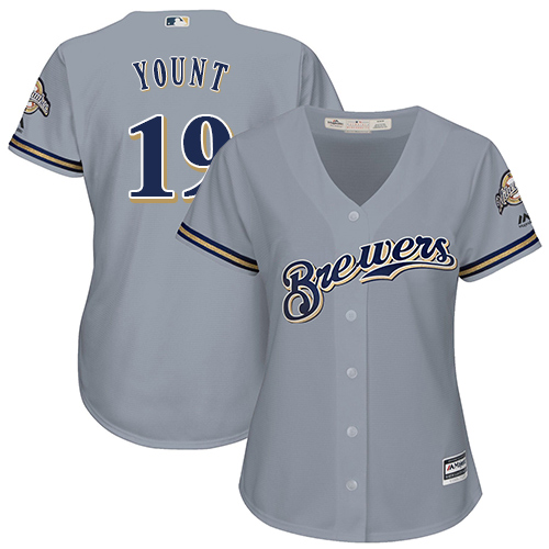Brewers #19 Robin Yount Grey Road Women's Stitched MLB Jersey Brewers #19 Robin Yount Grey Road Women's Stitched MLB Jersey