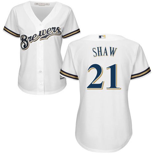 Brewers #21 Travis Shaw White Home Women's Stitched MLB Jersey Brewers #21 Travis Shaw White Home Women's Stitched MLB Jersey