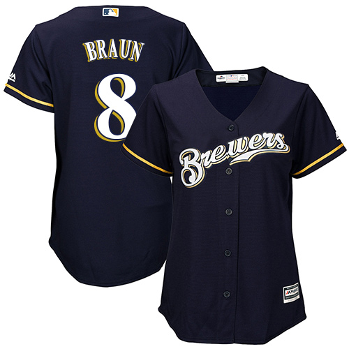Brewers #8 Ryan Braun Navy Blue Alternate Women's Stitched MLB Jersey Brewers #8 Ryan Braun Navy Blue Alternate Women's Stitched MLB Jersey