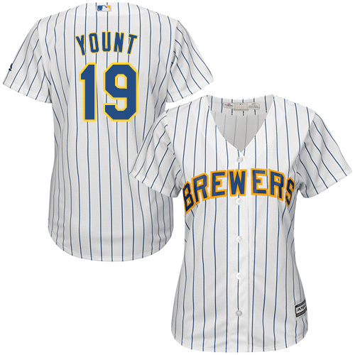 Brewers #19 Robin Yount White Strip Home Women's Stitched MLB Jersey Brewers #19 Robin Yount White Strip Home Women's Stitched MLB Jersey