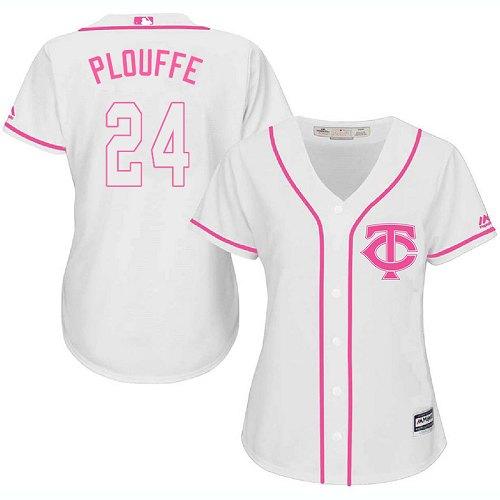 Twins #24 Trevor Plouffe White/Pink Fashion Women's Stitched MLB Jersey Twins #24 Trevor Plouffe White/Pink Fashion Women's Stitched MLB Jersey