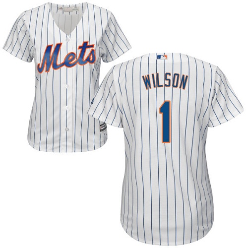 Mets #1 Mookie Wilson White(Blue Strip) Home Women's Stitched MLB Jersey Mets #1 Mookie Wilson White(Blue Strip) Home Women's Stitched MLB Jersey